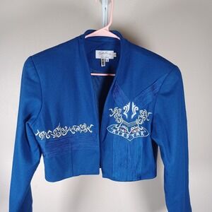 Paola Conte Vintage Wool Bolero Applique Bull Rodeo Western Rider Show Jacket 10